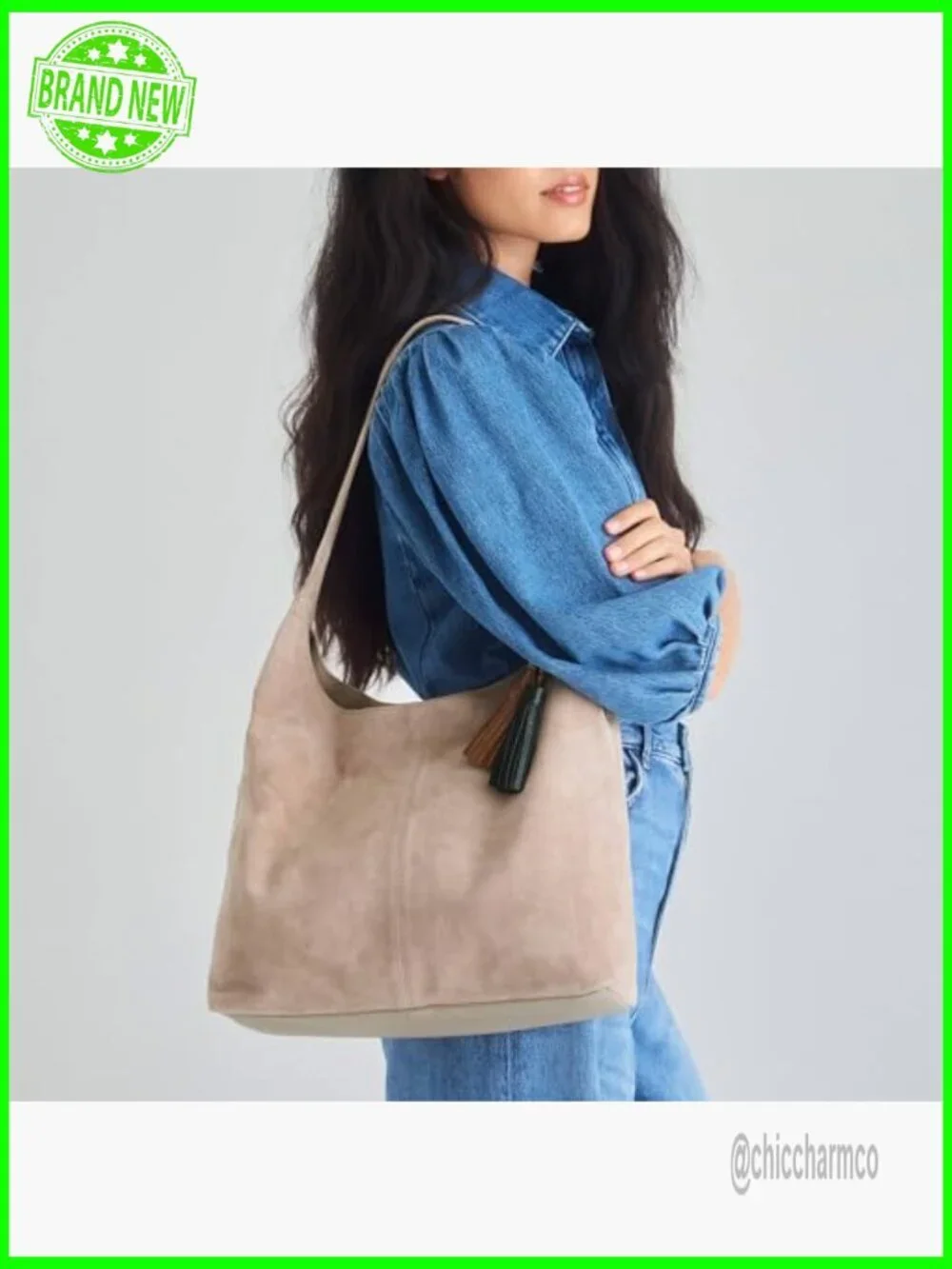 Large Leather Hobo Bag with Double Shoulder Straps for Everyday & Travel